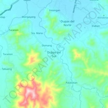 Carte topographique Dupax del Sur, altitude, relief