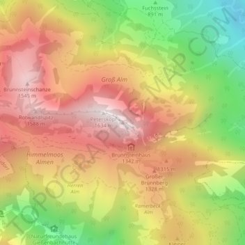 Carte topographique Brünnstein, altitude, relief