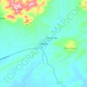 Carte topographique Taguay, altitude, relief