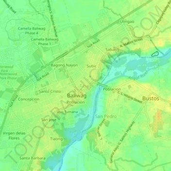 Carte topographique Tibag, altitude, relief