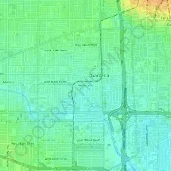 Carte topographique Hermosillo, altitude, relief