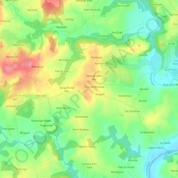 Carte topographique Minebrienne, altitude, relief