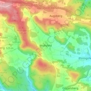 Carte topographique Wolfsfeld, altitude, relief
