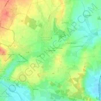 Carte topographique La Promenade, altitude, relief