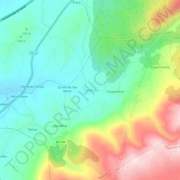 Carte topographique Tapéus, altitude, relief
