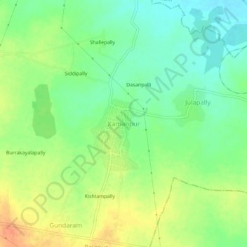 Carte topographique Kamanpur, altitude, relief