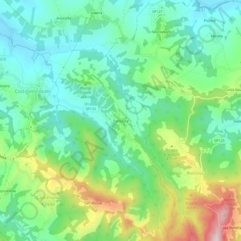 Carte topographique Sarizzola, altitude, relief