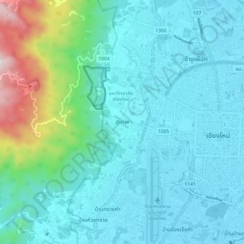 Carte topographique Suthep, altitude, relief