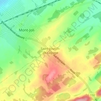 Carte topographique Saint-Joseph-de-Lepage, altitude, relief