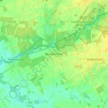 Carte topographique Wohlenrode, altitude, relief