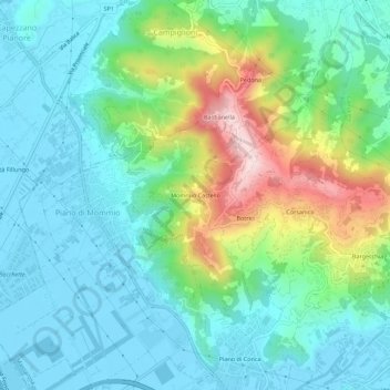 Carte topographique Mommio Castello, altitude, relief