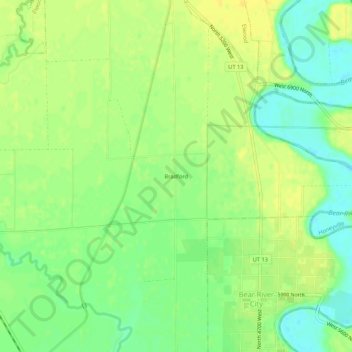 Carte topographique Bradford, altitude, relief