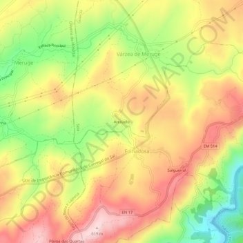 Carte topographique Arcozelo, altitude, relief