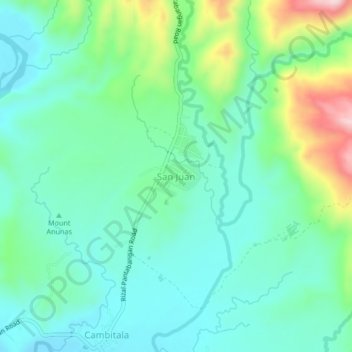 Carte topographique San Juan, altitude, relief