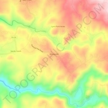 Carte topographique Wilseyville, altitude, relief