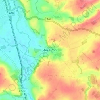 Carte topographique Stoke Prior, altitude, relief