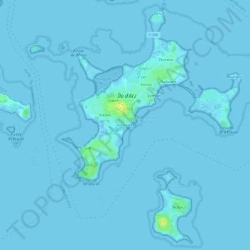 Carte topographique Kerroland, altitude, relief