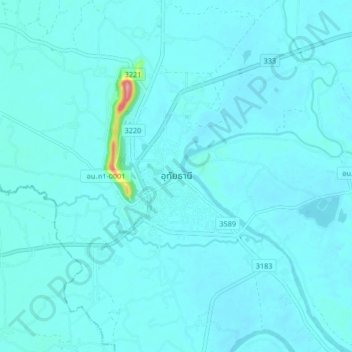 Carte topographique Uthai Thani, altitude, relief