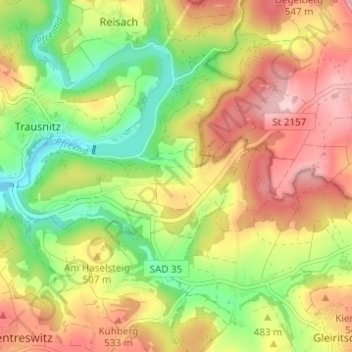 Carte topographique Bierlhof, altitude, relief