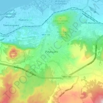 Carte topographique Pátzcuaro, altitude, relief