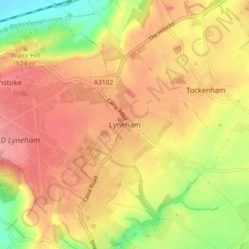 Carte topographique Lyneham, altitude, relief
