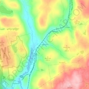 Carte topographique Hancock, altitude, relief