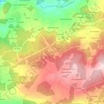 Carte topographique A Airoa, altitude, relief
