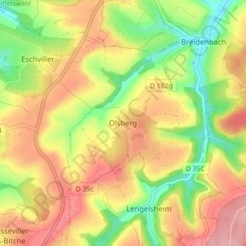 Carte topographique Olsberg, altitude, relief