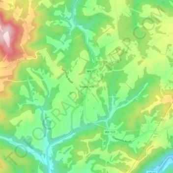 Carte topographique Forest Hill, altitude, relief