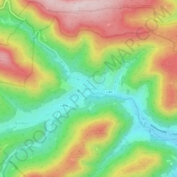 Carte topographique Obertal, altitude, relief