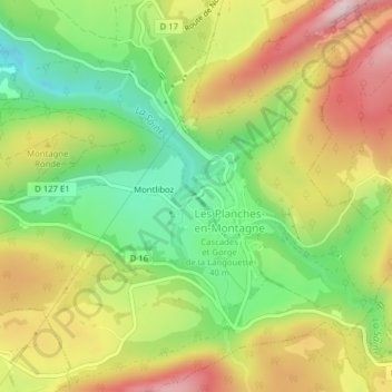 Carte topographique Gorges de la Langouette, altitude, relief