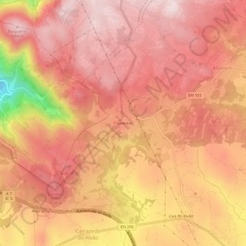 Carte topographique Trandeiras, altitude, relief