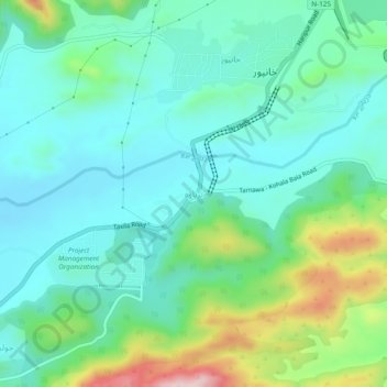 Carte topographique Tarnawa, altitude, relief
