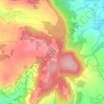 Carte topographique Pfarrhügel, altitude, relief