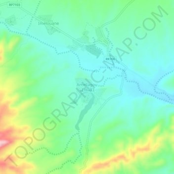 Carte topographique Amellagou, altitude, relief