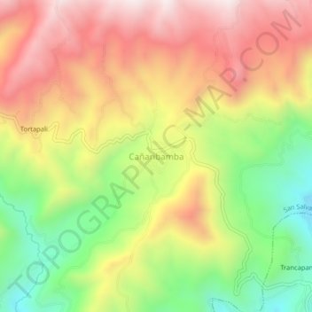 Carte topographique Cañaribamba, altitude, relief