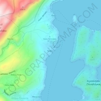 Carte topographique Tsiflíki, altitude, relief