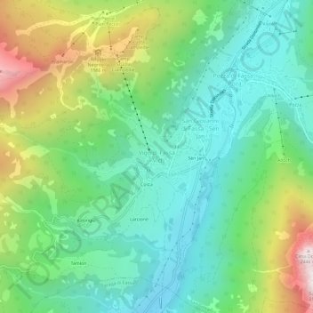 Carte topographique Vigo di Fassa - Vich, altitude, relief