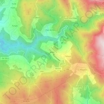 Carte topographique Viadal, altitude, relief