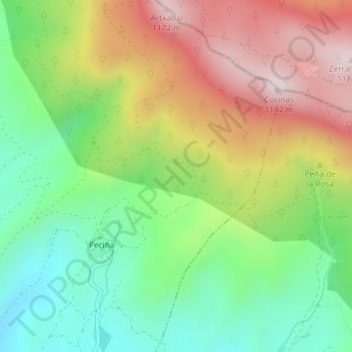 Carte topographique Pasos Malos, altitude, relief