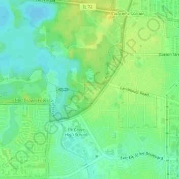 Carte topographique Grove 22, altitude, relief