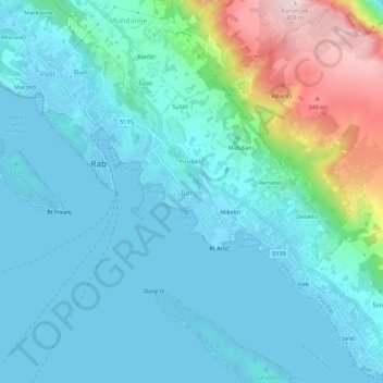 Carte topographique Banjol, altitude, relief