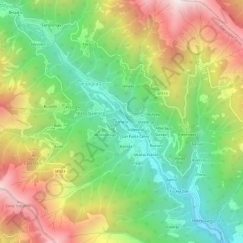 Carte topographique Asmara, altitude, relief