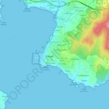 Carte topographique Fincheira, altitude, relief