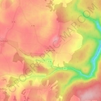 Carte topographique Bordes-Pillot, altitude, relief