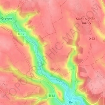 Carte topographique Épinay, altitude, relief