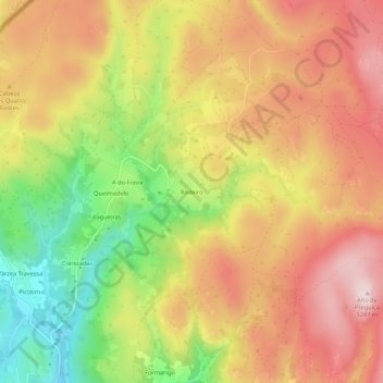 Carte topographique Rodeiro, altitude, relief