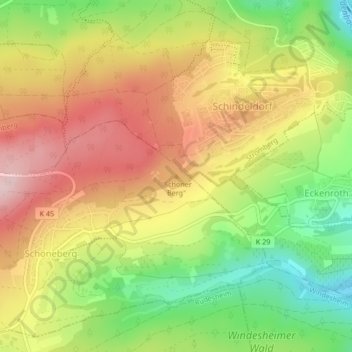 Carte topographique "Schöner Berg", altitude, relief