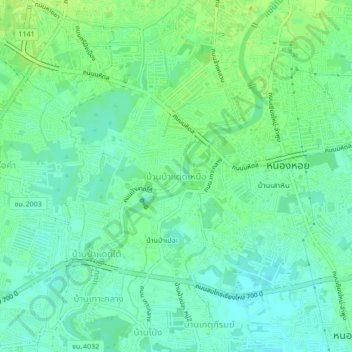 Carte topographique บ้านป่าแดดเหนือ, altitude, relief