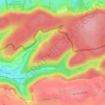 Carte topographique Lemont, altitude, relief